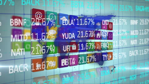 Digital Integration of Finance and Technology Icons Concept
