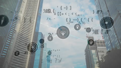 Digital Connections in Urban Skyline