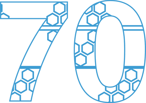 digital transparent number seventy with blue hexagonal pattern - Download Free Stock Videos Pikwizard.com