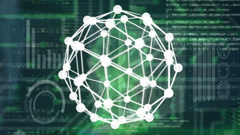 Glowing Network Globe Over Digital Data Background