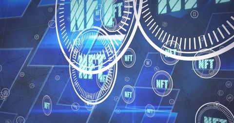 Dynamic NFT Concept with Tech Circle Overlay in Blue Hue - Download Free Stock Images Pikwizard.com