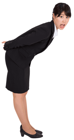 Shocked asian businesswoman on transparent background
