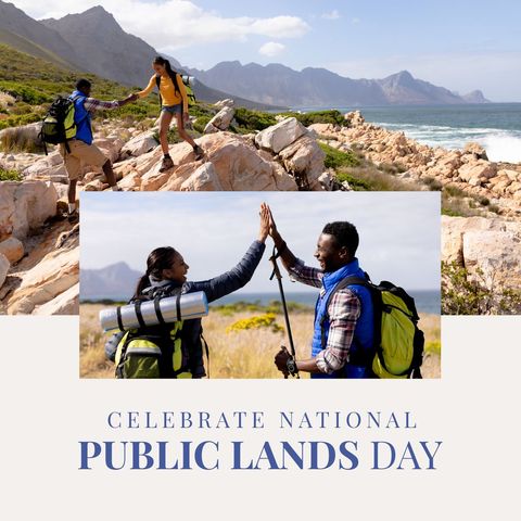 Diverse Couple Hiking Celebrates Public Lands Day