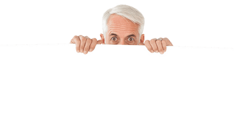 curious mature man peeking over large transparent poster - Download Free Stock Videos Pikwizard.com