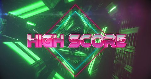 Futuristic High Score Display in Neon Tunnel Concept Art