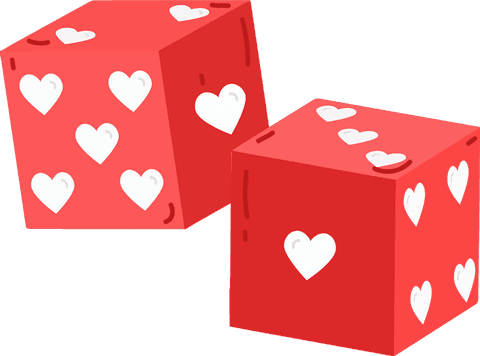 Floating 3D Red Cubes with White Hearts on Transparent Background