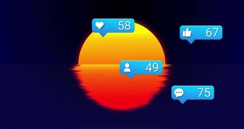 Social Media Counts Against Stunning Sunset Over Ocean