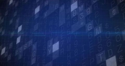 Futuristic alphanumeric digital interface with glowing grid lines