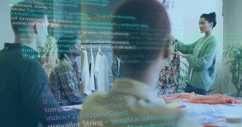 Digital Interface with Diverse Team Collaborating in Office