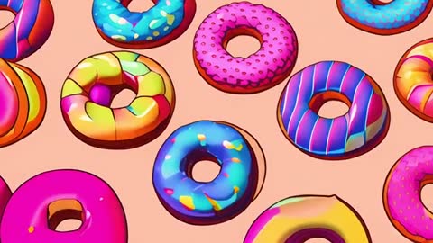 Vibrant Array of Colorful Donuts on Soft Pastel Background