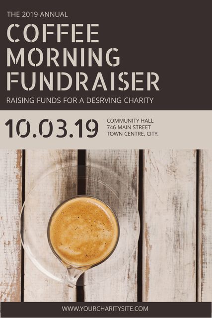 Annual Coffee Morning Fundraiser Poster Design with Espresso - Download Free Stock Templates Pikwizard.com