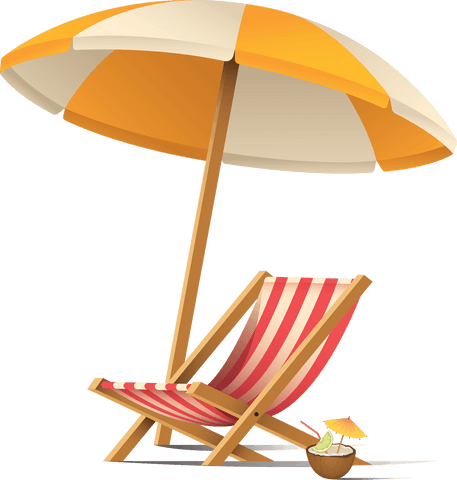 Sunbed and Umbrella on Transparent Background: Summer Holiday Vibes