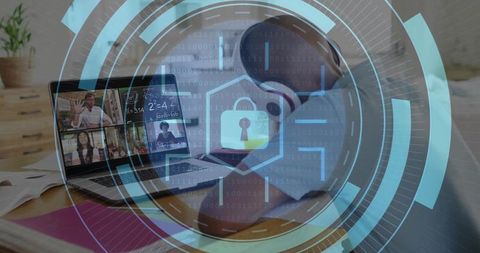 Teddy Bear Virtual Call with Cybersecurity Overlay