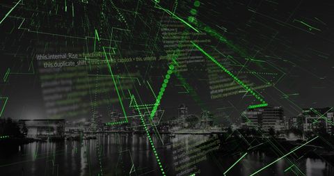 Digital Matrix Over Cityscape Representing Data Connectivity - Download Free Stock Images Pikwizard.com