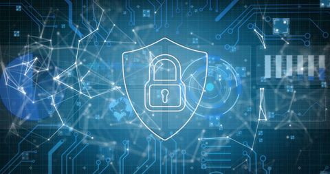 Digital Security Shield with Padlock on Futuristic Network Background - Download Free Stock Images Pikwizard.com