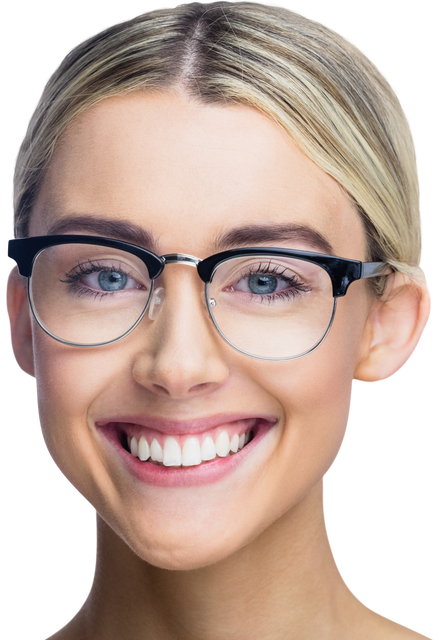 Transparent Background of Smiling Woman with Glasses and Clear Skin - Download Free Stock Videos Pikwizard.com