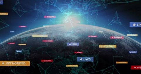 Earth Horizon with Digital Network and Notifications