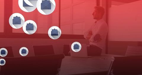 Business Professional in Modern Office with Digital Files Overlay - Download Free Stock Images Pikwizard.com