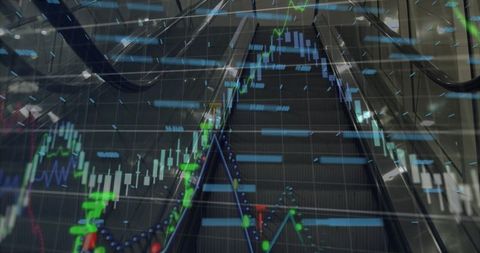 Financial Data and Graphs Superimposed on Escalator - Download Free Stock Images Pikwizard.com