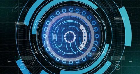 Futuristic Biometric Fingerprint on Digital Interface