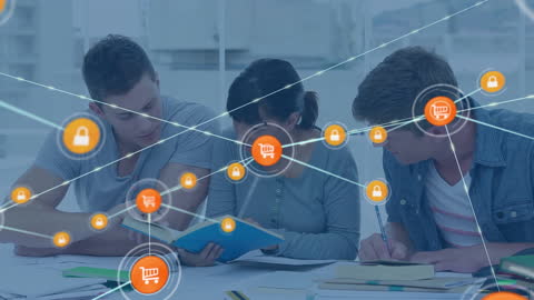 Students in Group Study with Digital Connectivity Overlay