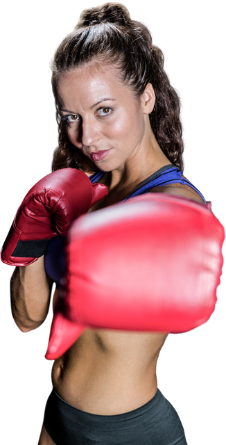 Transparent Athletic Woman in Boxing Pose with Focused Gaze - Download Free Stock Videos Pikwizard.com