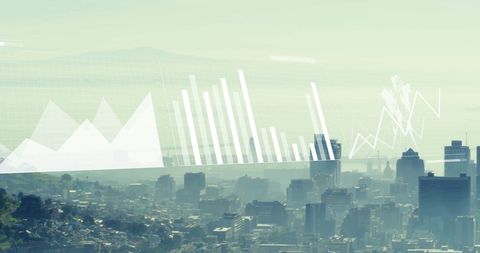 Global Finance Data Visualizations Overlaying Cityscape - Download Free Stock Images Pikwizard.com