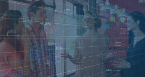 Business Team Analyzing Financial Data with Technology Integration