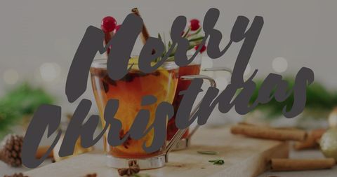 Festive Christmas Greetings and Holiday Drink Arrangement