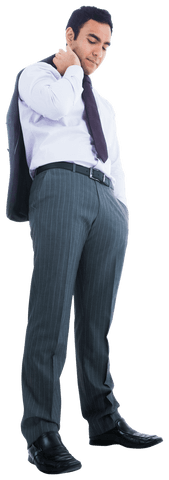 Businessman standing on transparent background, virtual interface concept