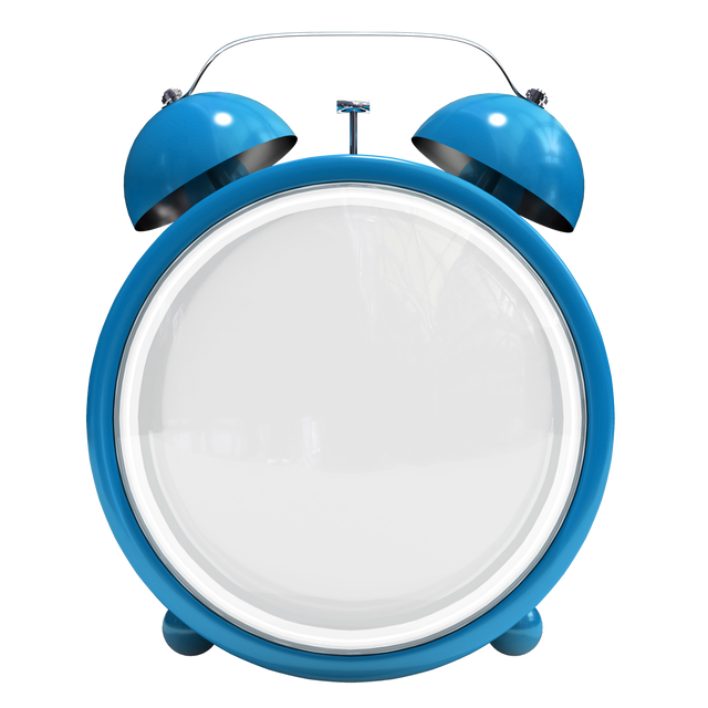 Blue transparent twin bell alarm clock isolated on white background - Download Free Stock Videos Pikwizard.com