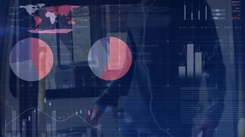 Animated Financial Data Visualization Over Video Reflective Surface