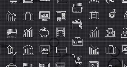 Business, Banking and Financial Icons Set on Technology Background - Download Free Stock Images Pikwizard.com