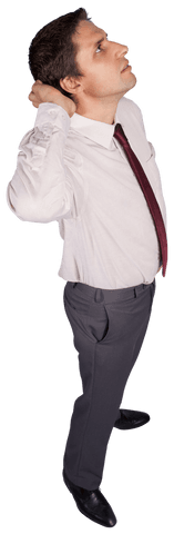 Caucasian businessman observing virtual interface transparent background