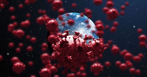 COVID-19 Particles Surrounding Earth on Cosmic Background