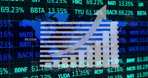 Data Processing Animation with Business Growth Chart On Digital Display