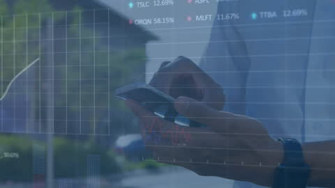 Financial Analyst Using Smartphone with Data Visualization