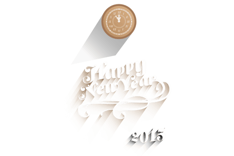 Vector graphic featuring festive 'Happy New Year 2013' text on transparent surface, accented by stylized clock and ornaments, portraying celebratory theme. Ideal for use in holiday-themed artwork, greeting cards, or digital invitations focusing on design and typography.
