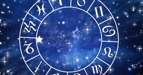 Taurus Symbol in Spinning Zodiac Wheel with Glowing Stars - Download Free Stock Images Pikwizard.com