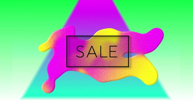 Includes modern, colorful design using abstract shapes and gradient effects, enhancing promotions, advertisements, or social media posts highlighting sale events in digital and retail spaces.