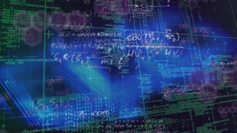 Abstract Digital Code Animation with Mathematical Equations