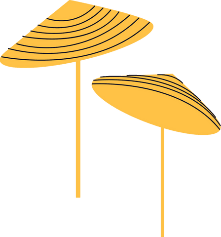 Minimalist yellow parasol illustration on transparent background