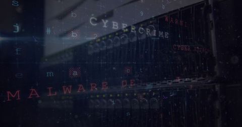 Dark Server Room Cybersecurity Threats Concept