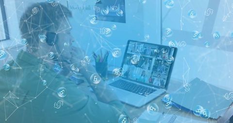 digital connections with cryptocurrency overlay during remote work - Download Free Stock Images Pikwizard.com