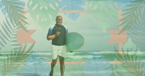 Senior African American Man Enjoying Surfing Adventure