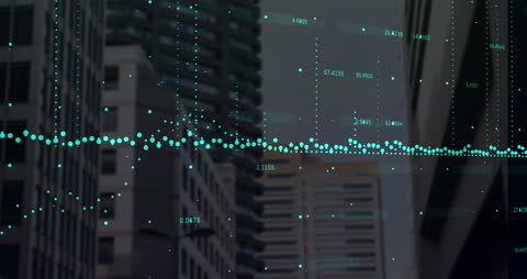 Data Visualization Overlay on Modern Cityscape