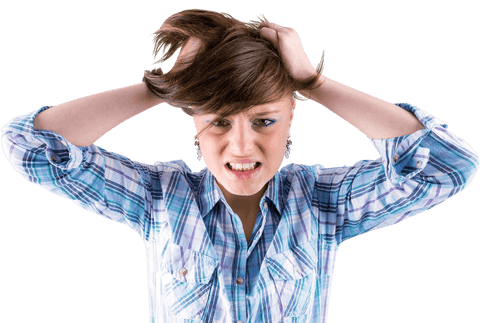 Young Woman Frustrated Holding Hair Transparent Background