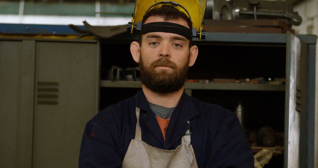 Male Factory Worker Wearing Protective Gear Looking at Camera - Download Free Stock Images Pikwizard.com