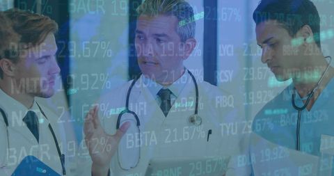 Healthcare Professionals Analyzing Financial Data Technology Concepts
