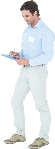 Confident Young Professional Writing on Transparent Clipboard - Download Free Stock Videos Pikwizard.com